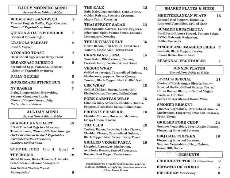 The Phoenix Bean - Telluride, CO menu_pic
