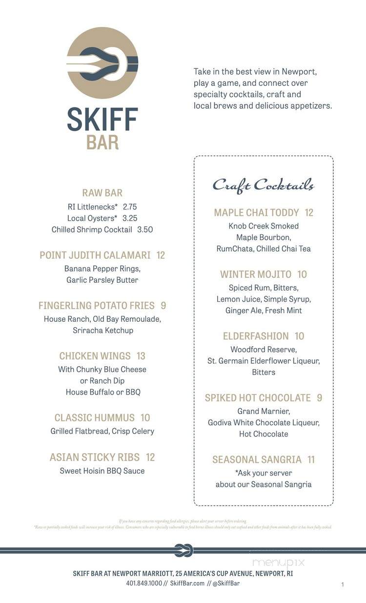 Skiff Bar - Newport, RI menu_pic