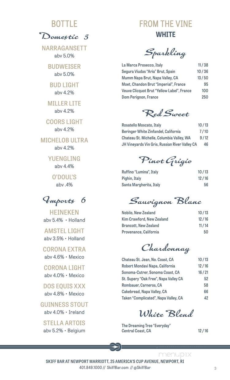 Skiff Bar - Newport, RI menu_pic