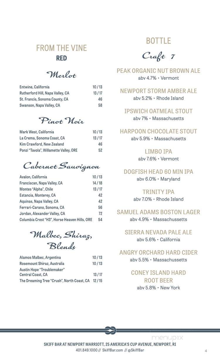 Skiff Bar - Newport, RI menu_pic