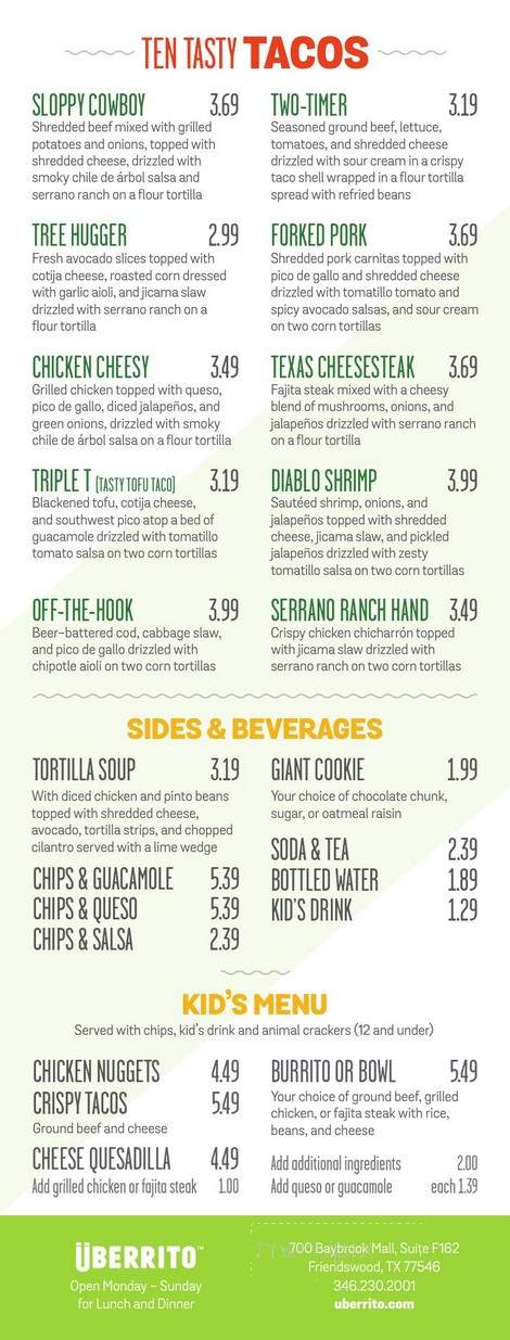 Uberrito - Friendswood, TX menu_pic
