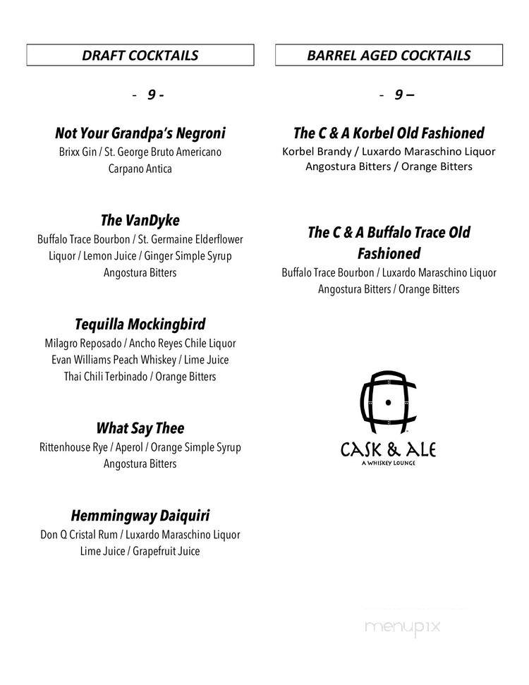 Cask & Ale - Madison, WI menu_pic