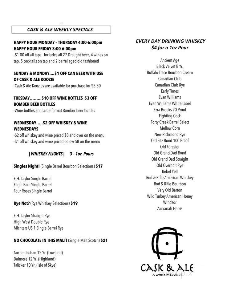 Cask & Ale - Madison, WI menu_pic