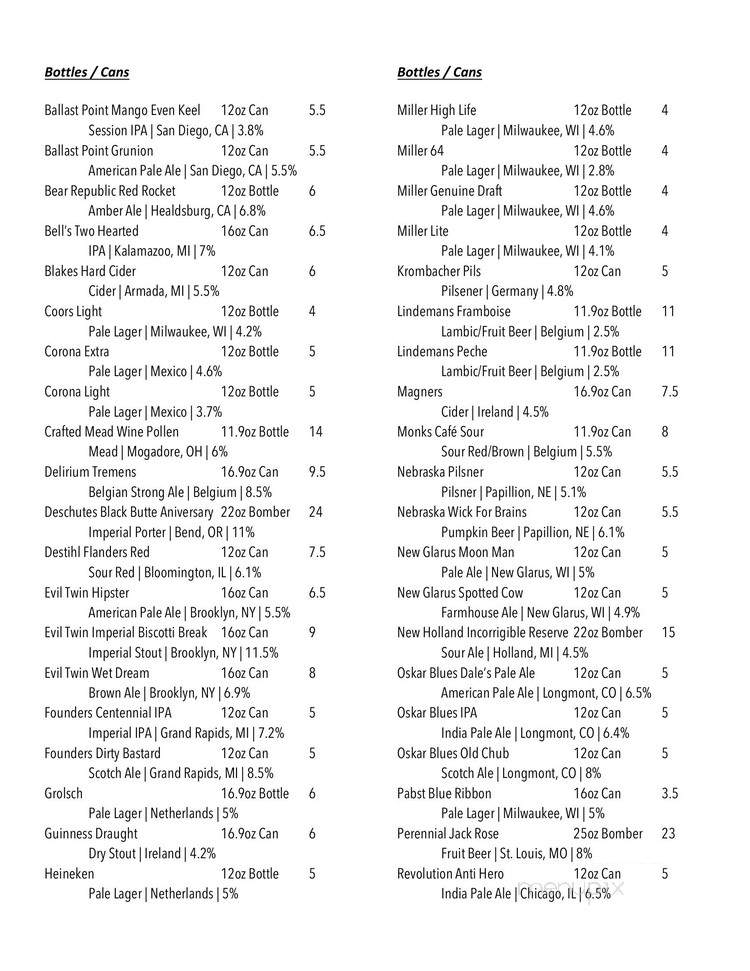 Cask & Ale - Madison, WI menu_pic