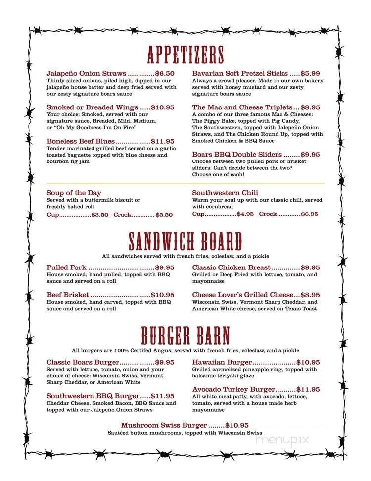 Smokin' Boars BBQ - Lake Katrine, NY menu_pic