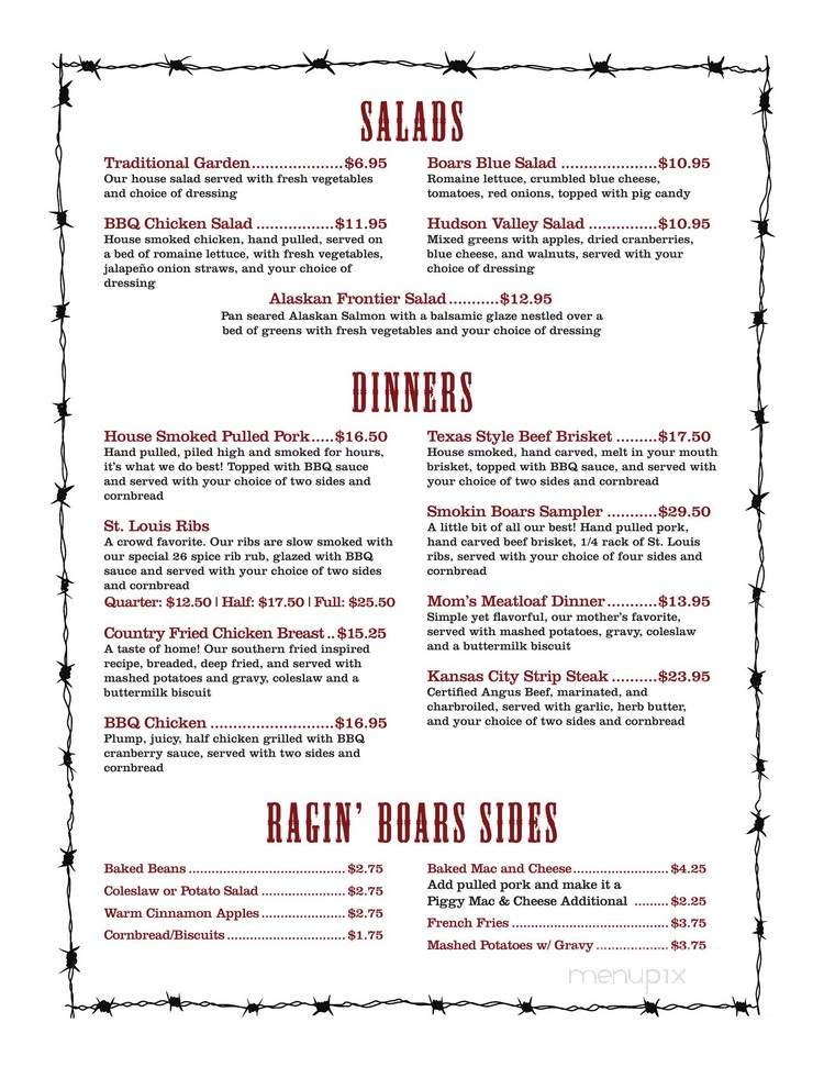 Smokin' Boars BBQ - Lake Katrine, NY menu_pic