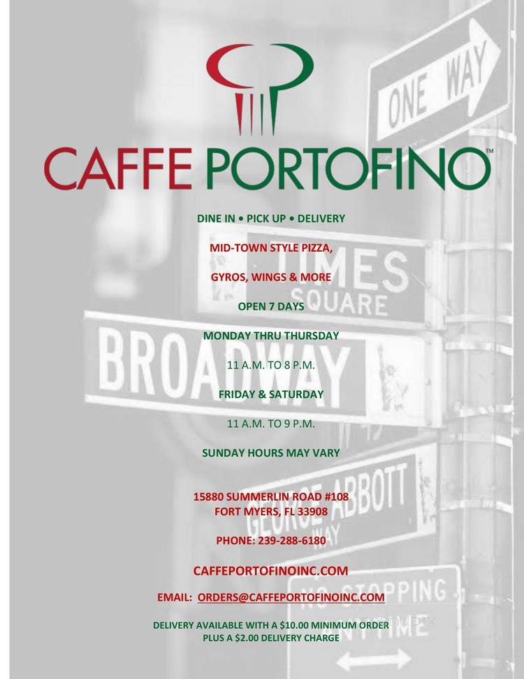 Caffe Portofino - Fort Myers, FL menu_pic