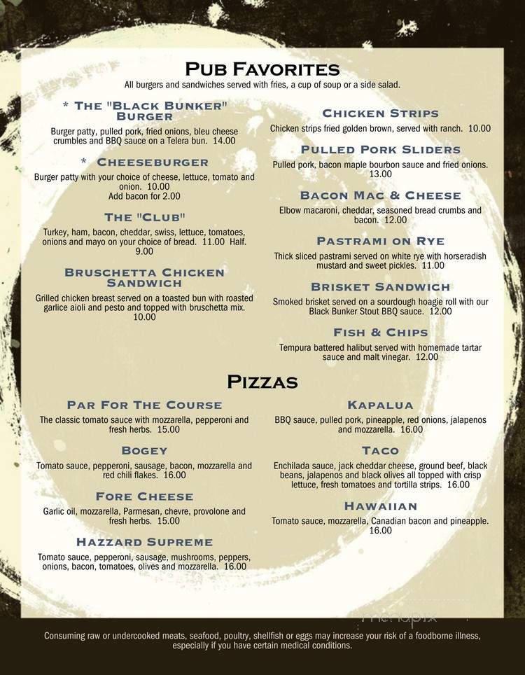 Black Bunker Bar & Grill - Billings, MT menu_pic