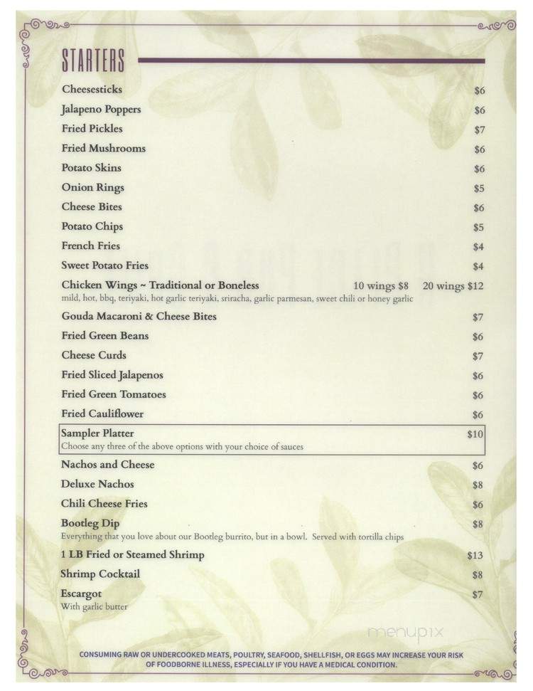 R Place Pub and Grill - Crossville, TN menu_pic