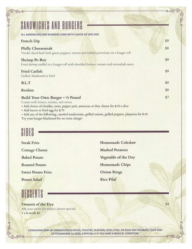 R Place Pub and Grill - Crossville, TN menu_pic
