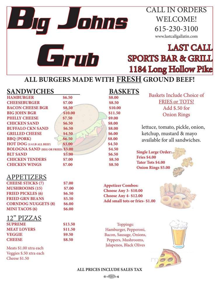 Last Call Bar & Grill - Gallatin, TN menu_pic