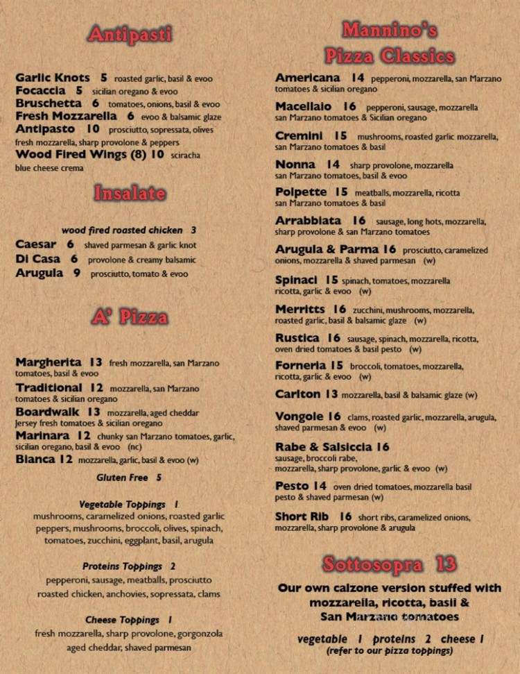 Pizzeria Manninos - Pitman, NJ menu_pic