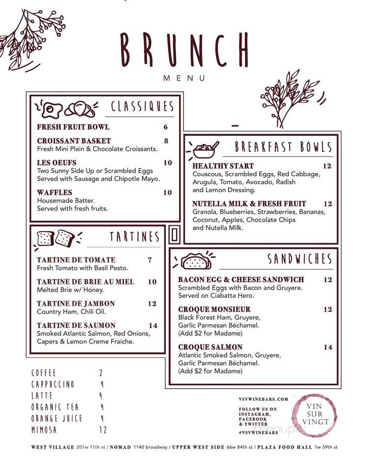 Vin Sur Vingt - New York, NY menu_pic