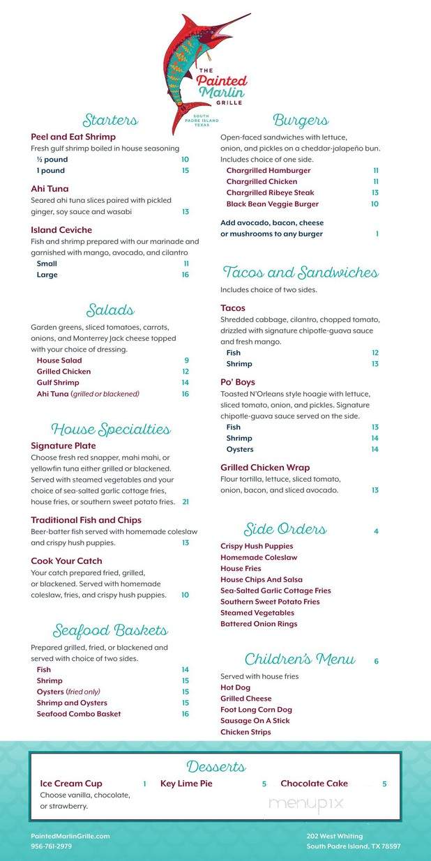 The Painted Marlin Grille - South Padre Island, TX menu_pic