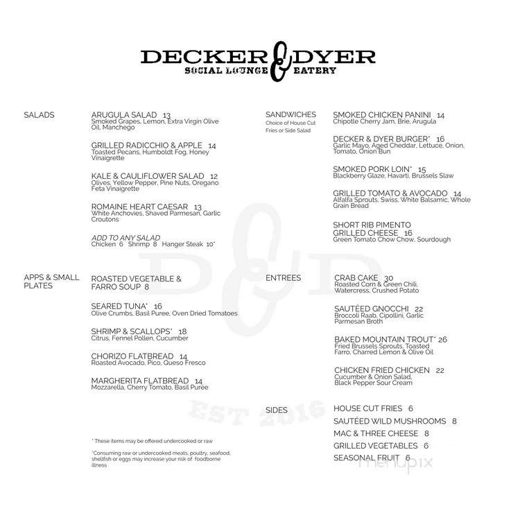 Decker & Dyer - Nashville, TN menu_pic
