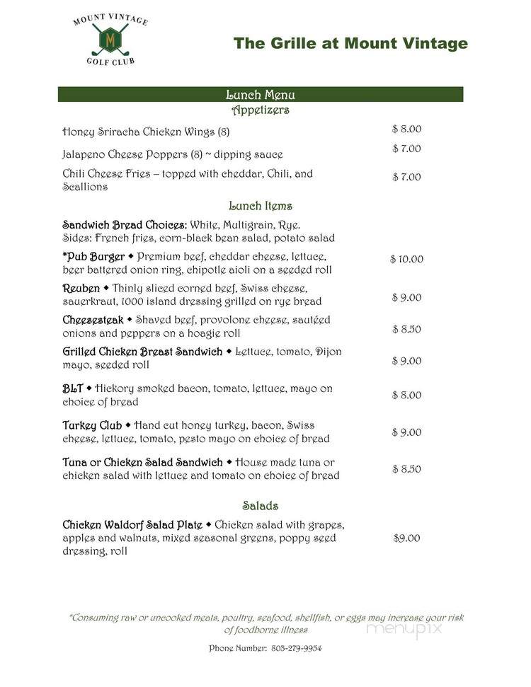 Mount Vintage Grille - North Augusta, SC menu_pic