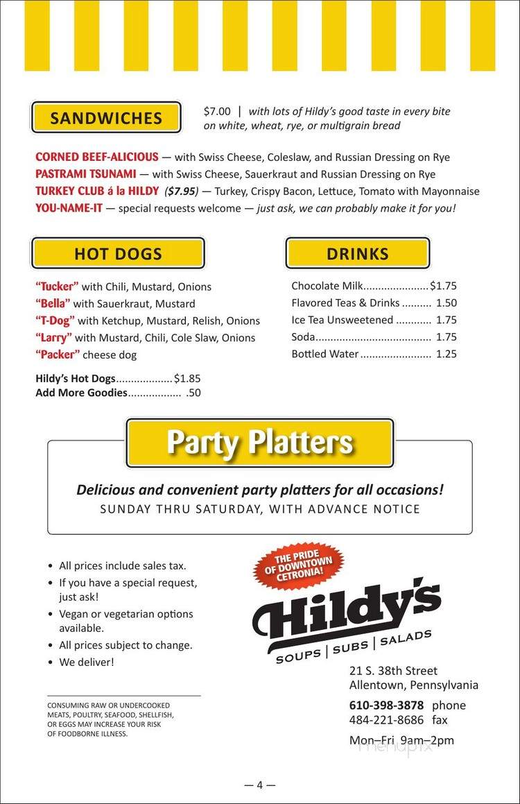 Hildy's - Allentown, PA menu_pic