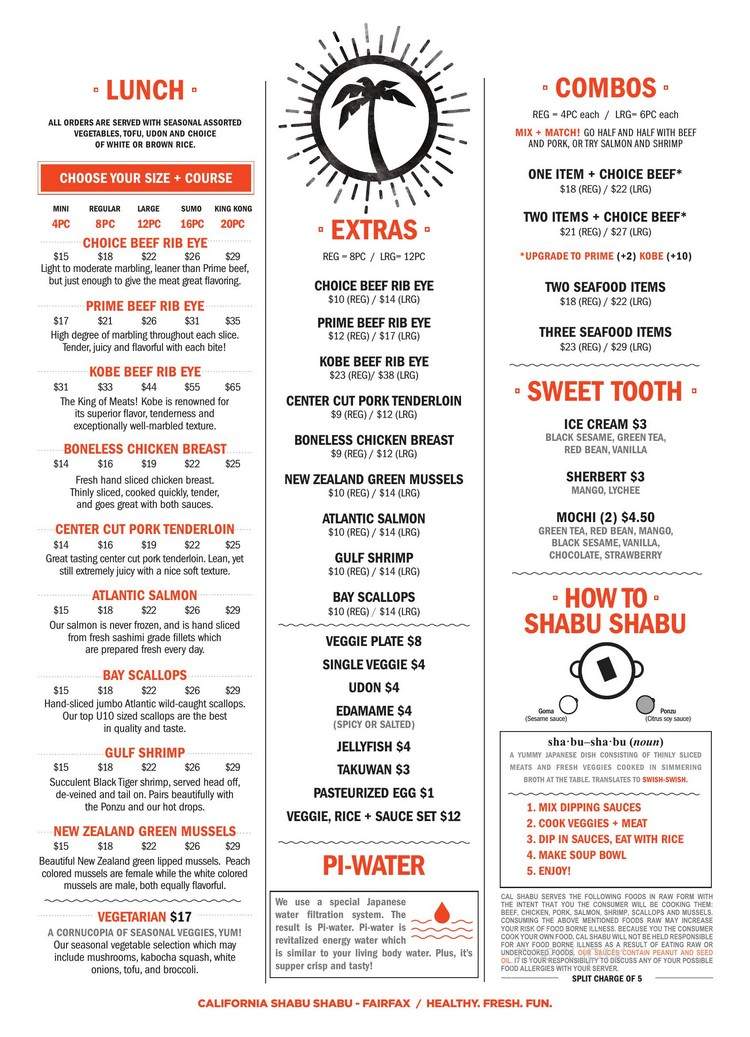 California Shabu Shabu - Fairfax, VA menu_pic
