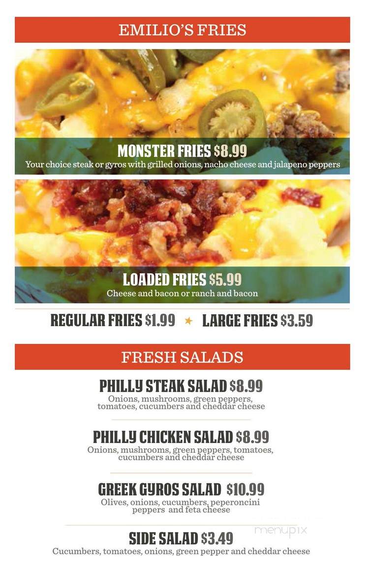 Emilio's Philly Cheesesteak - Orland Park, IL menu_pic