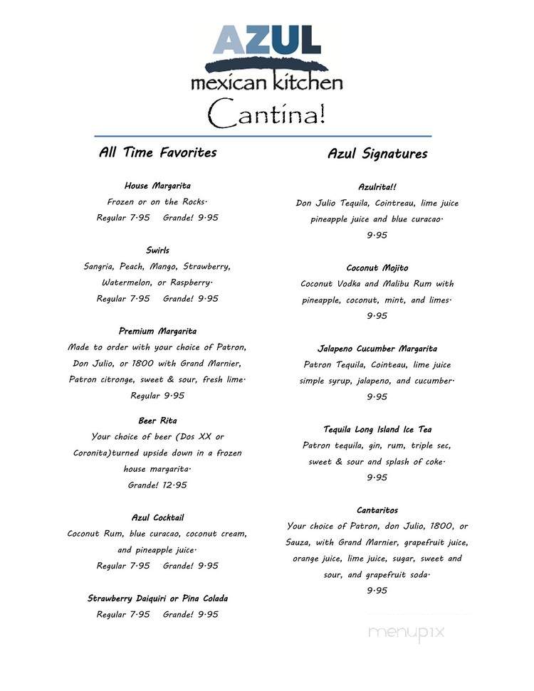 Azul Mexican Kitchen - Little Elm, TX menu_pic