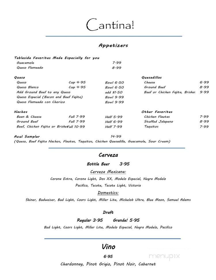 Azul Mexican Kitchen - Little Elm, TX menu_pic