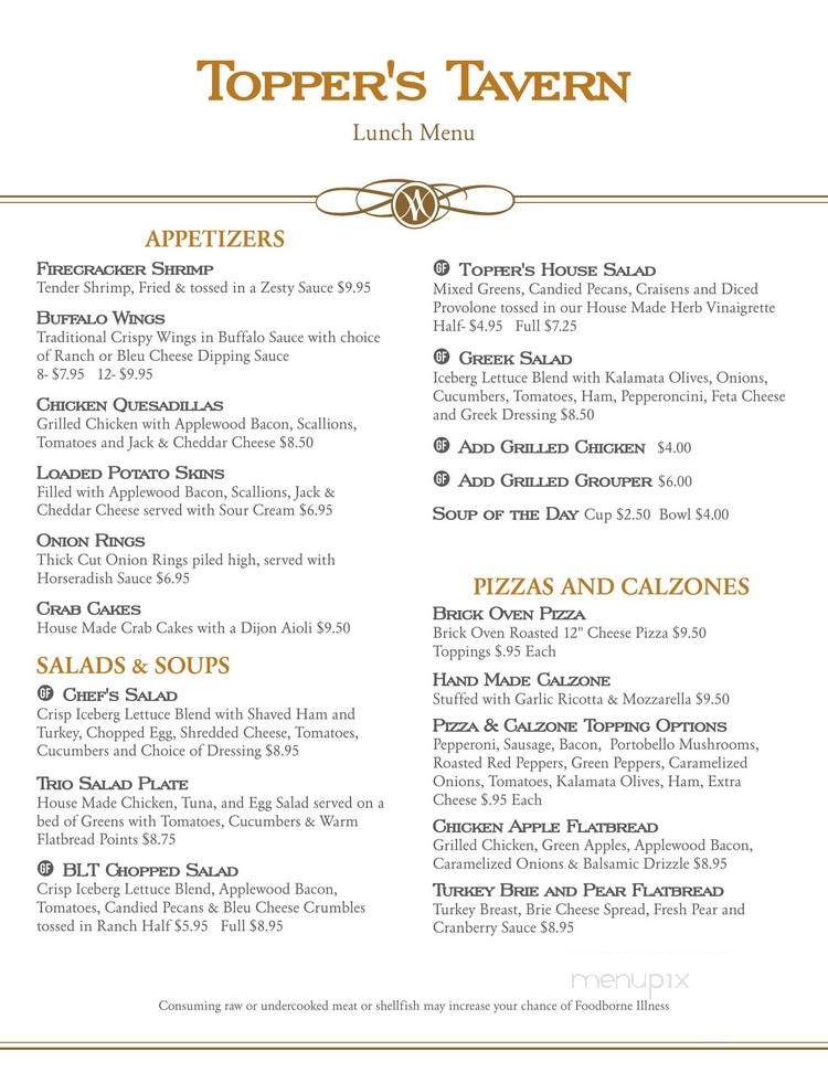 Topper's Tavern - Summerfield, FL menu_pic