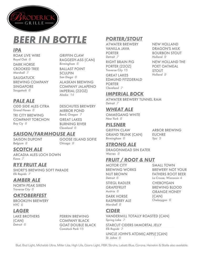 Broderick Grille - Detroit, MI menu_pic