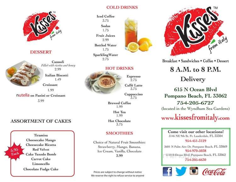 Kisses From Italy - Pompano Beach, FL menu_pic