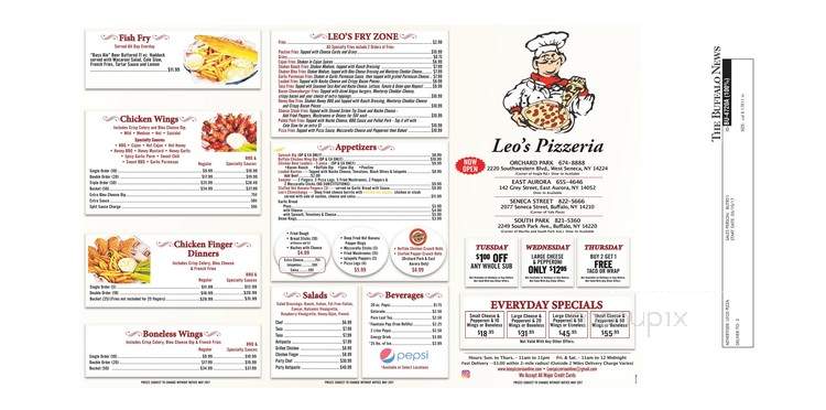 Leo's Pizzeria - West Seneca, NY menu_pic