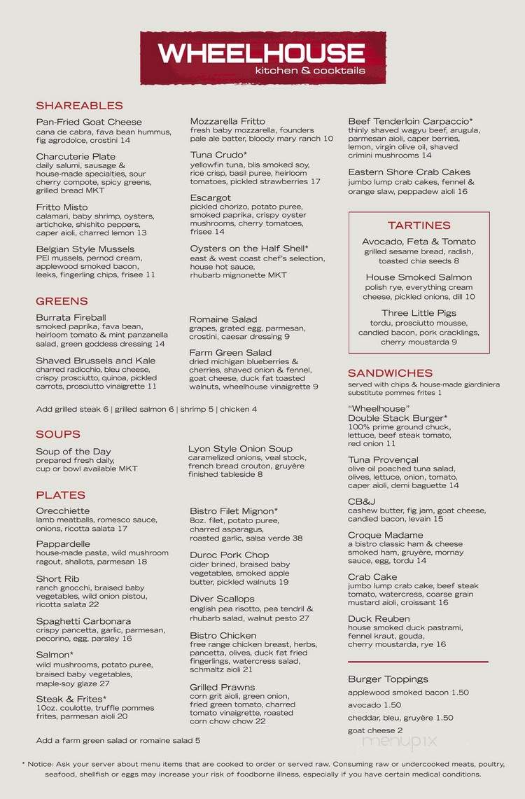 Wheelhouse Kitchen & Cocktails - Grand Rapids, MI menu_pic
