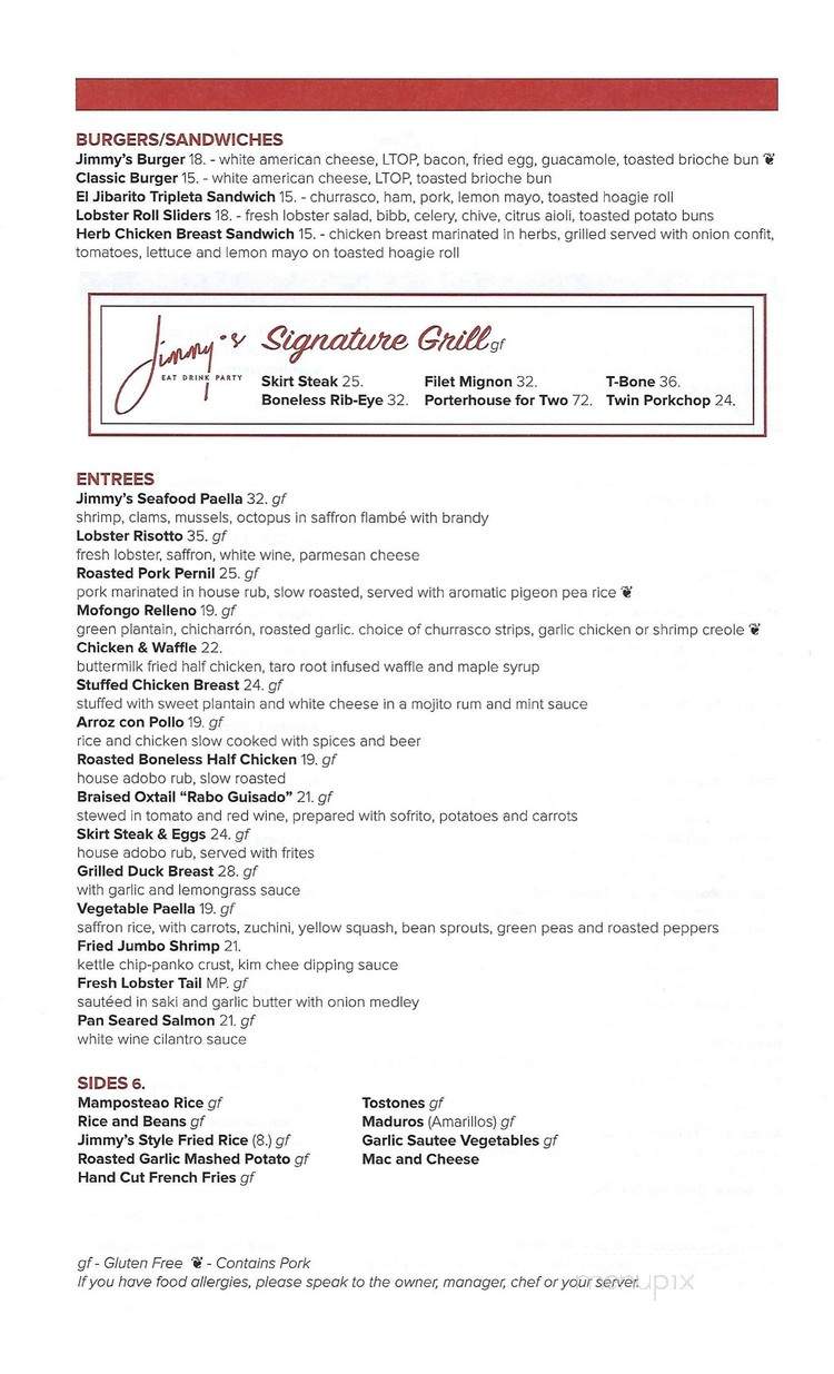 Jimmy's NYC - New York, NY menu_pic
