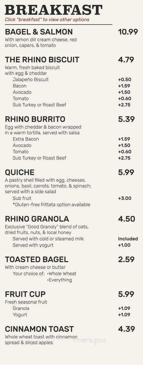 Rhino Coffee - Shreveport, LA menu_pic