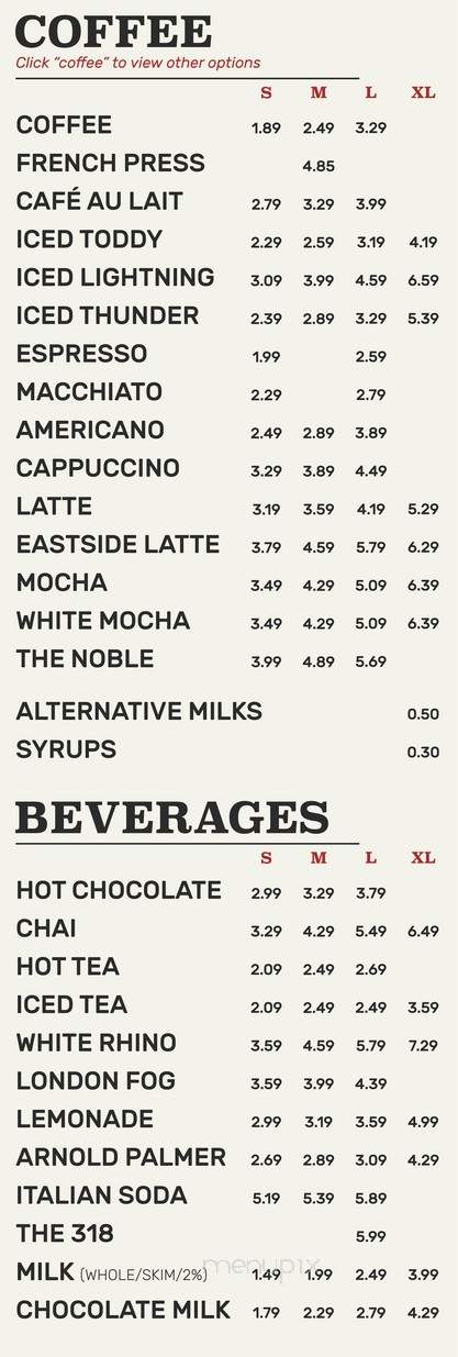 Rhino Coffee - Shreveport, LA menu_pic
