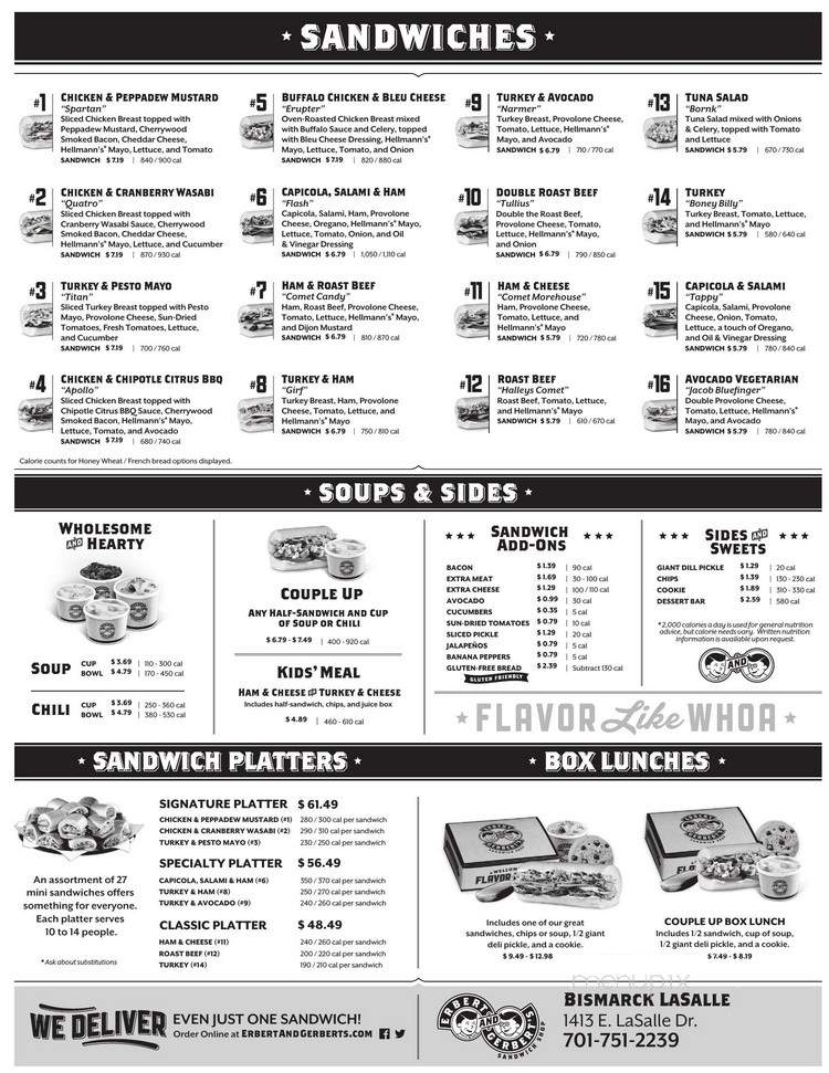 Erbert & Gerbert's Sandwich Shop - Bismarck, ND menu_pic