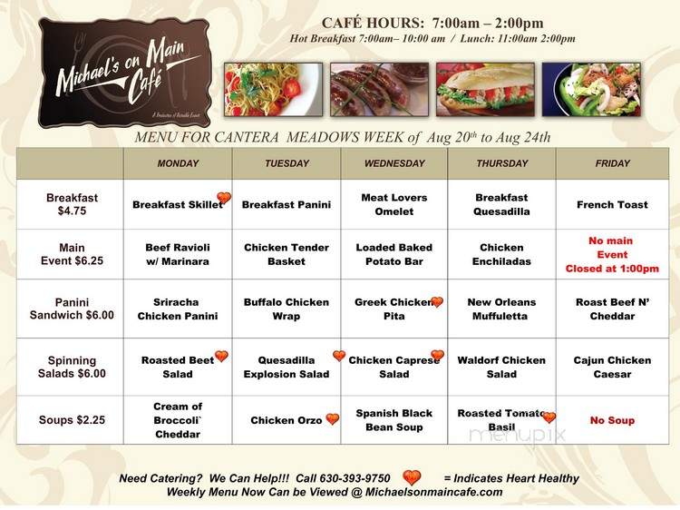 Michael's on Main Cafe - Warrenville, IL menu_pic