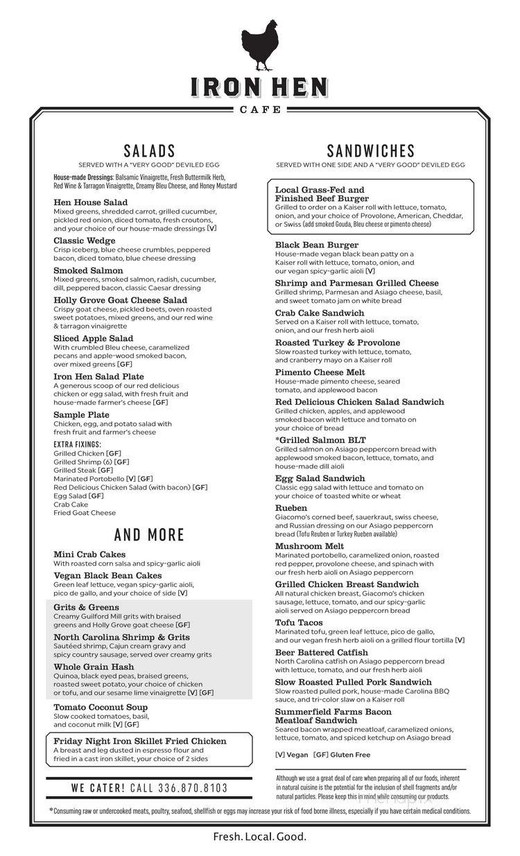 Iron Hen Cafe - Asheville, NC menu_pic