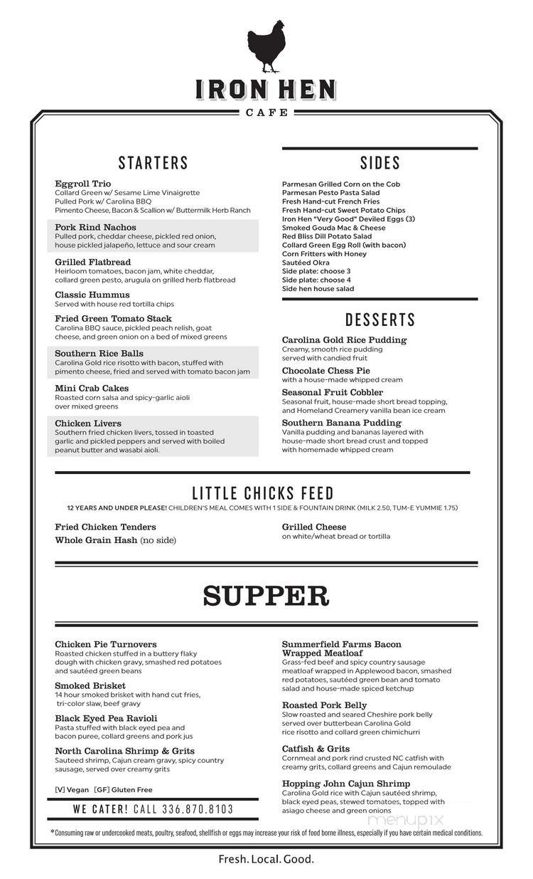 Iron Hen Cafe - Asheville, NC menu_pic