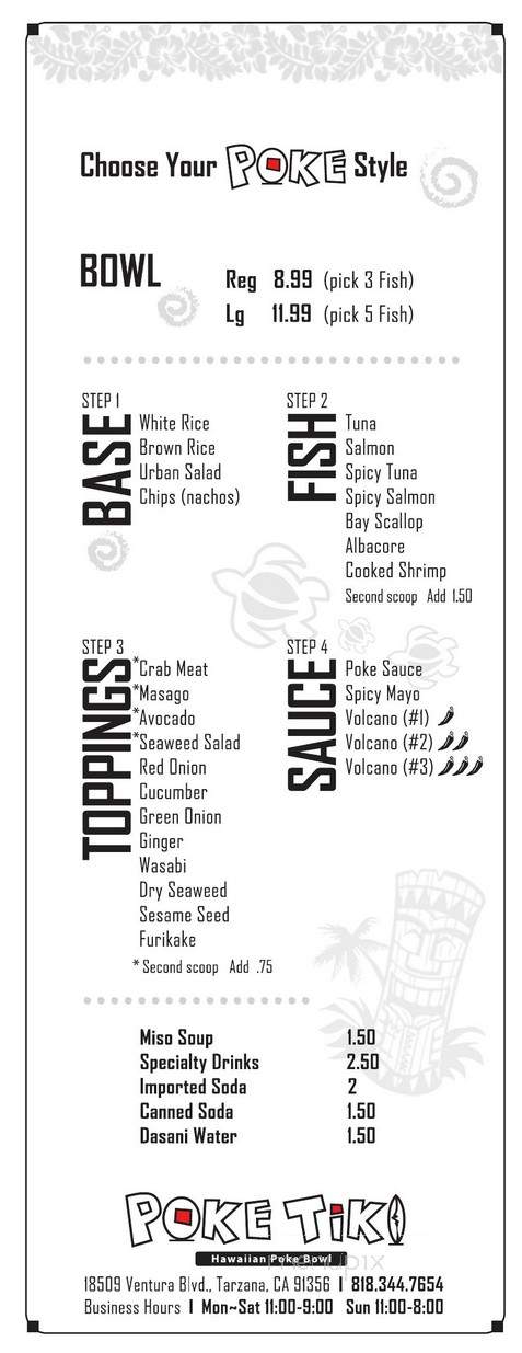 Poke Tiki - Thousand Oaks, CA menu_pic