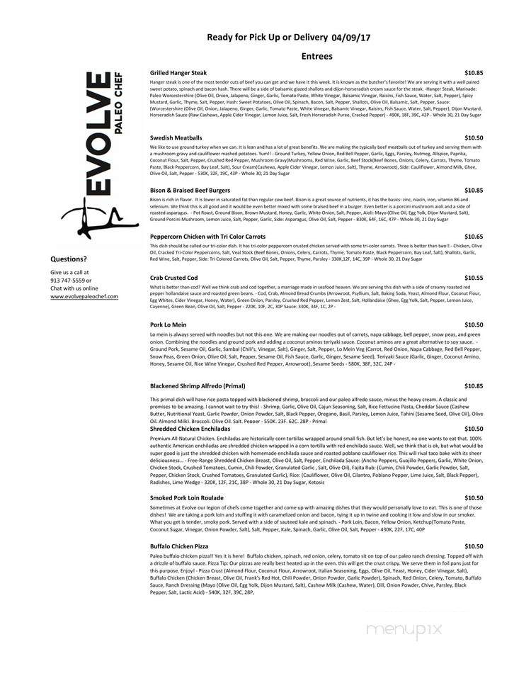 Evolve Paleo Chef - Kansas City, MO menu_pic