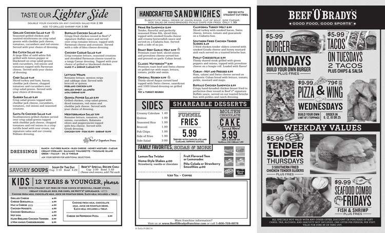 Beef 'O' Brady's - Live Oak, FL menu_pic
