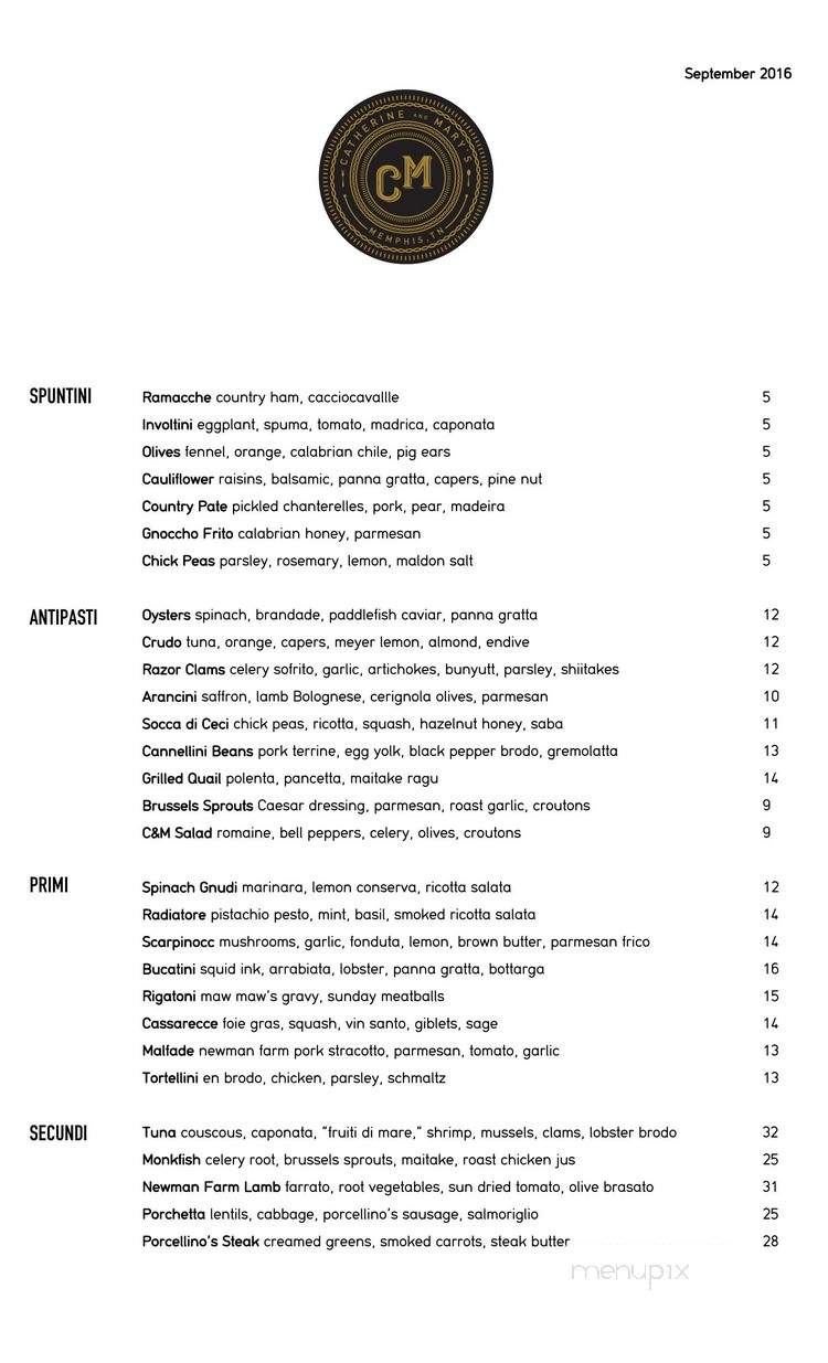 Catherine and Mary's - Memphis, TN menu_pic