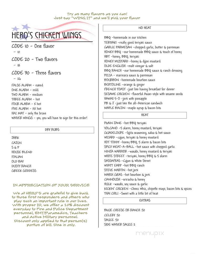 Hero's Sports Bar & Grill - Elmsford, NY menu_pic