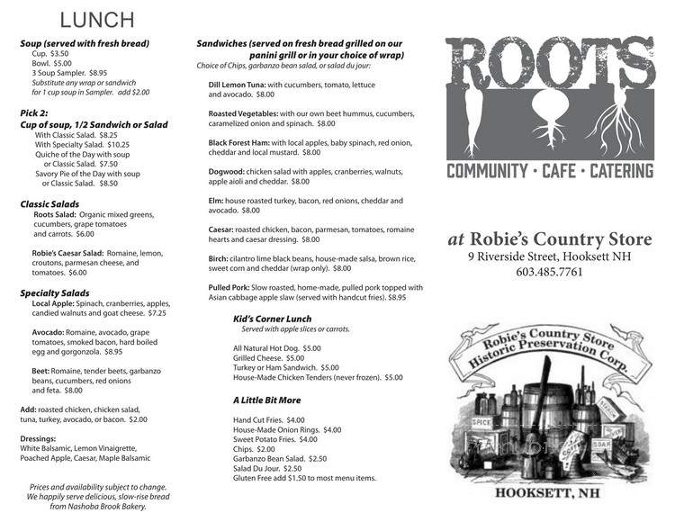 Roots Cafe - Hooksett, NH menu_pic