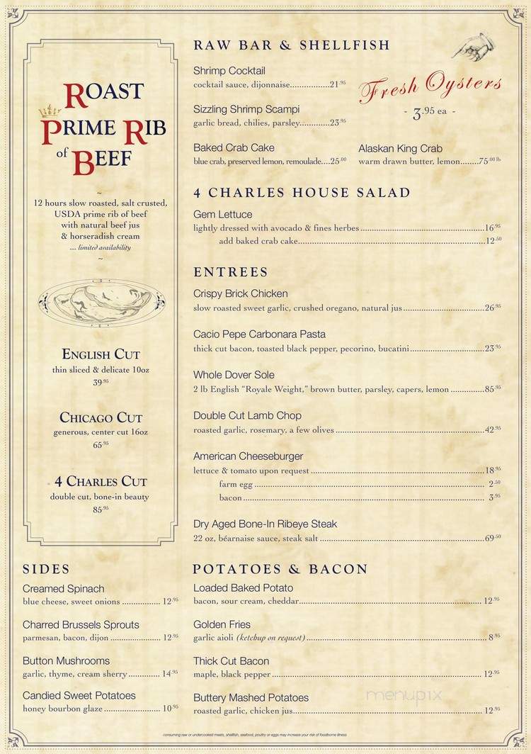4 Charles Prime Rib - New York, NY menu_pic