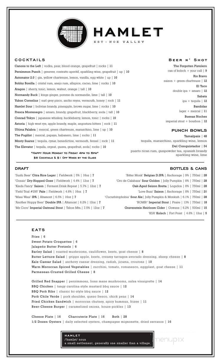 Hamlet - San Francisco, CA menu_pic