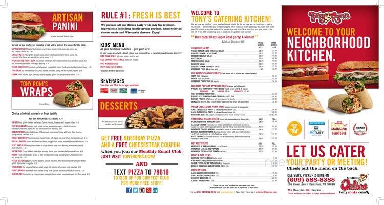 Tony Roni's - Hamilton, NJ menu_pic