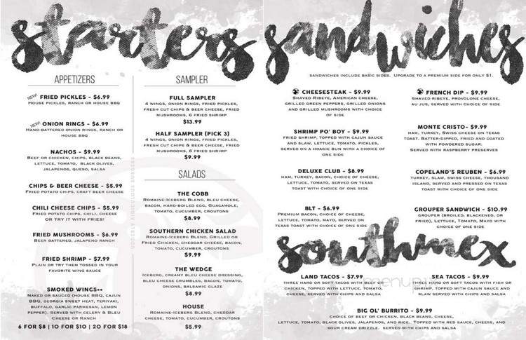 Copeland's Burgers and Southern Eats - Blairsville, GA menu_pic