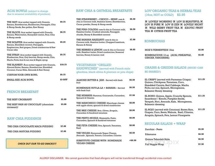 Jaya Nutrition Bar - Juno Beach, FL menu_pic