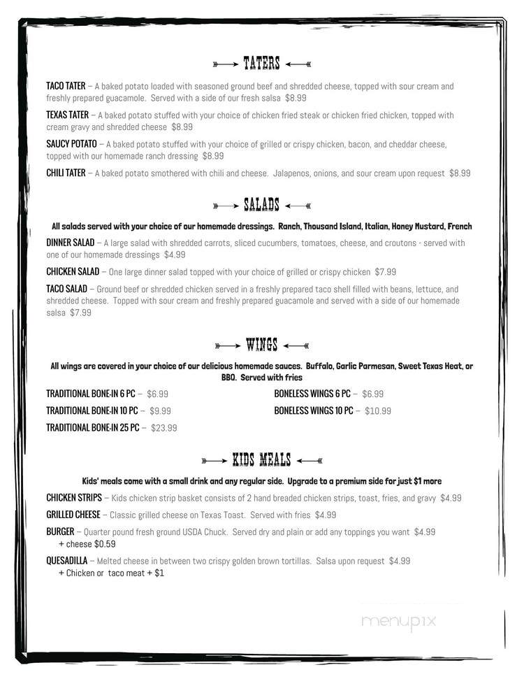 Pond Creek Restaurant - Rosebud, TX menu_pic