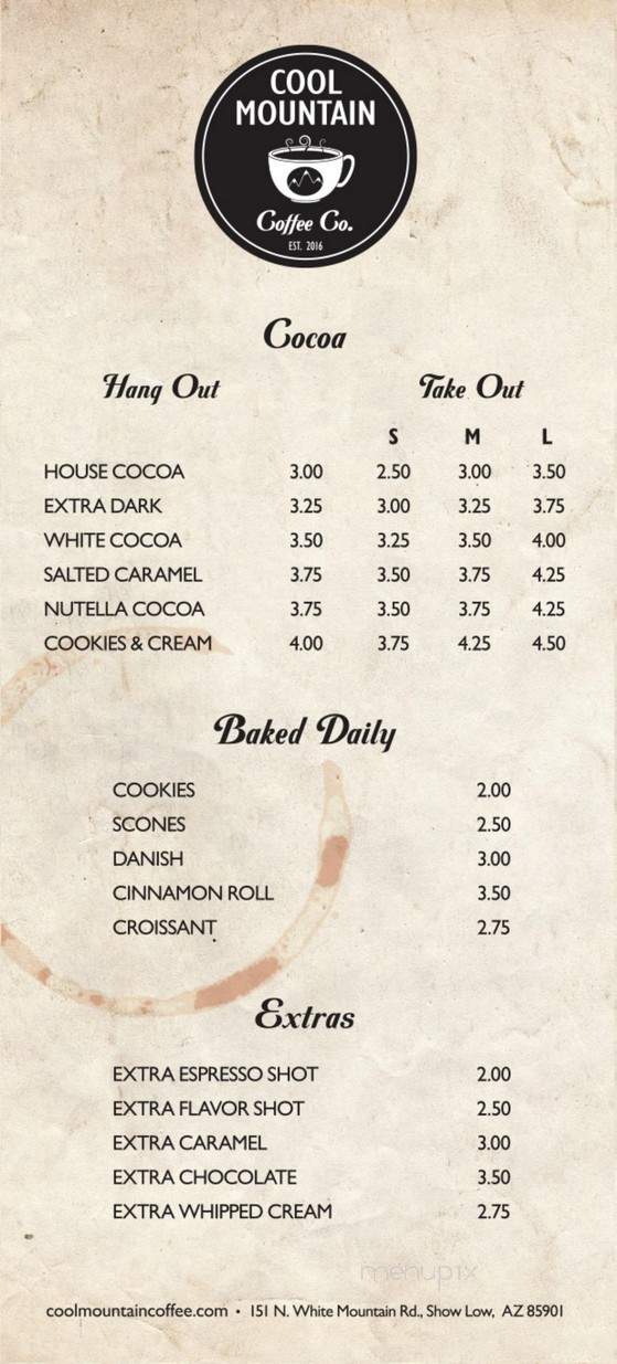 Cool Mountain Coffee - Show Low, AZ menu_pic